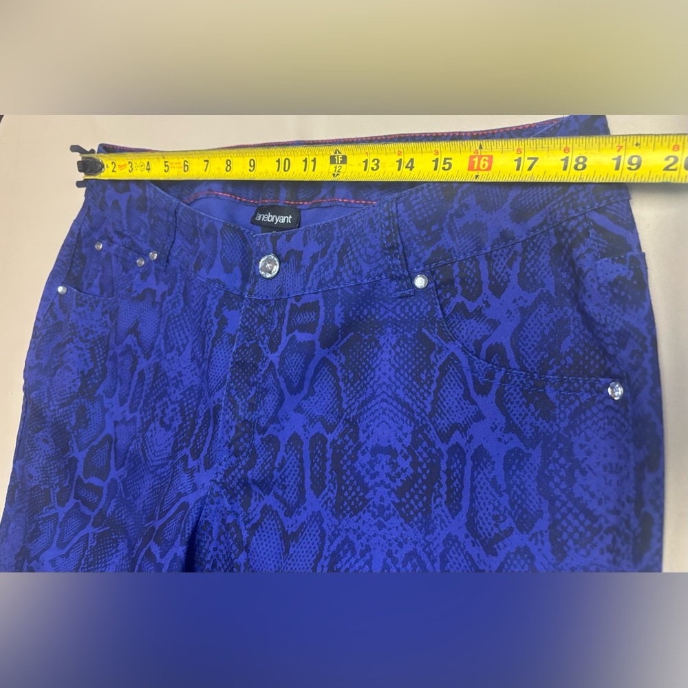 Lane Bryant Women Size 18 Skinny Jeans Snake Print Purple Blue Black Pants - Picture 5 of 16